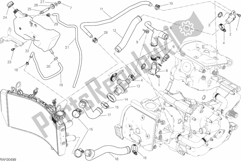 Tutte le parti per il Sistema Di Raffreddamento del Ducati Monster 821 Stripes 2015